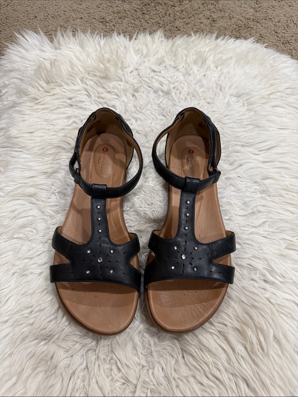 Clarks Originals Black Adjustable Unstructured Un Reisel‎ Mara Sandals Size 10